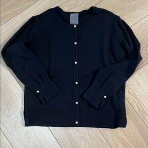 Zara Black Cardigan with Pearl Accents